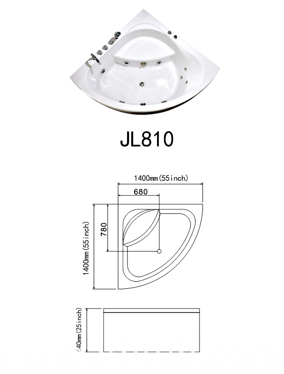 2014 New Design Acrylic Indoor Jacuzzi Massage Bathtub (JL810)